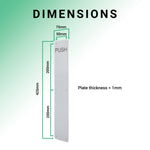 Engraved Push Finger Plate - 425 x 75 x 1.2mm Radius Corners - Satin Stainless Steel - tradefit - 4