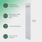 Engraved Push Finger Plate - 425 x 75 x 1.2mm Radius Corners - Satin Stainless Steel - tradefit - 2