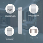 Engraved Push Finger Plate - 425 x 75 x 1.2mm Radius Corners - Satin Stainless Steel - tradefit - 3