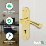 Nola Brass Plated Lever Lock Door Handles - Keyhole - tradefit - 3