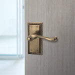 Georgian Rope Edge Scroll Antique Brass Door Handle Pack - 76mm Latch - tradefit - 5
