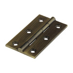 Solid Brass Solid Drawn Hinge - 64 x 35mm - Antique Brass - tradefit - 1