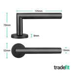 Mitre Matt Black Lever on Rose Door Handle Kit - Medium Duty FD30/60 - 76mm Latch - tradefit - 3