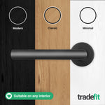 Mitre Matt Black Lever on Rose Door Handle Kit - Medium Duty FD30/60 - 76mm Latch - tradefit - 8