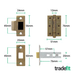 Olbia Antique Brass Lever on Rose Door Handle Pack - 76mm Latch - tradefit - 3