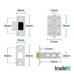 Victorian Rectory Polished Chrome Door Handle Pack - 78mm Latch - 76mm Hinges - tradefit - 3