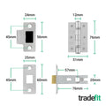 Mitre Lever on Rose Stainless Steel Door Handle Kit - Medium Duty - 76mm Latch - tradefit