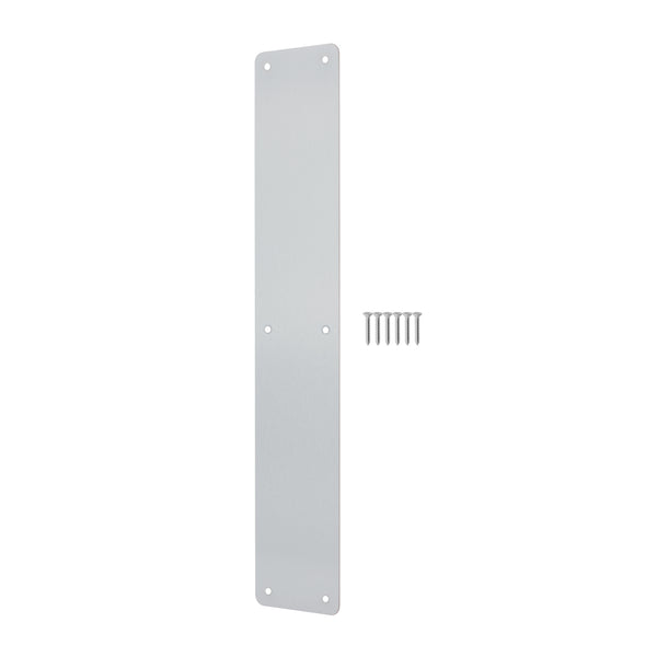 Plain Finger Plate - 425 x 75 x 1.2mm - Radius Corners - Satin Stainless Steel - tradefit - Featured Image