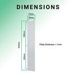 Plain Finger Plate - 425 x 75 x 1.2mm - Radius Corners - Satin Stainless Steel - tradefit - 4