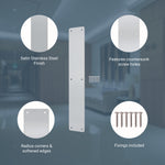 Plain Finger Plate - 425 x 75 x 1.2mm - Radius Corners - Satin Stainless Steel - tradefit - 3