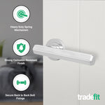 Moreno Polished Chrome Lever on Rose Door Handle Kit - 64mm Latch - tradefit - 2