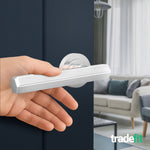 Moreno Polished Chrome Lever on Rose Door Handle Kit - Medium Duty FD30/60 - 76mm Latch - tradefit - 6