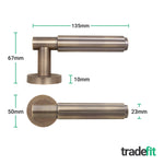 Flores Antique Brass Lever on Rose Door Handle Kit - Medium Duty FD30/60 - 80mm Bathroom Lock - tradefit - 4