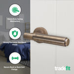 Flores Antique Brass Lever on Rose Door Handle Kit - 64mm Latch - tradefit - 2