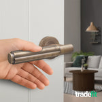 Flores Antique Brass Lever on Rose Door Handle Kit - 64mm Latch - tradefit - 6