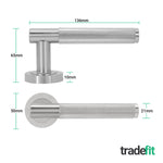 Dumont Satin Nickel Lever on Rose Door Handle Kit - Medium Duty FD30/60 - 80mm Euro Sashlock and Double Cylinder - Master Keyed - tradefit - 4