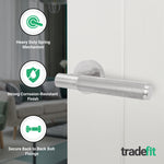 Dumont Satin Nickel Lever on Rose Door Handle Kit - 64mm Latch - tradefit - 2