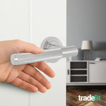 Dumont Satin Nickel Lever on Rose Door Handle Kit - 64mm Latch - tradefit - 6