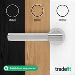 Dumont Satin Nickel Lever on Rose Door Handle Kit - Medium Duty FD30/60 - 80mm Euro Sashlock and Double Cylinder - Keyed Alike - tradefit - 7