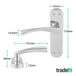 Nola Polished Chrome Lever on Backplate Door Handle Pack - 76mm Latch - tradefit - 2