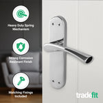 Nola Polished Chrome Lever on Backplate Door Handle Pack - 64mm Latch - tradefit - 4
