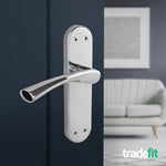 Nola Polished Chrome Lever on Backplate Door Handle Pack - 76mm Latch - tradefit - 6