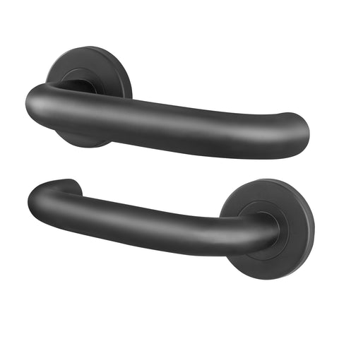 Commercial Grade Fire Rated Door Handle - FD30/60 - RTD 19mm Lever on 52mm Rose - Matt Black