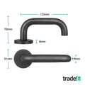Return to Door Lever on Rose Matt Black Door Handle Kit - Medium Duty FD30/60 - 80mm Bathroom Lock - tradefit