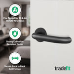 Return to Door Lever on Rose Matt Black Door Handle Kit - Medium Duty FD30/60 - 76mm Latch - tradefit - 5
