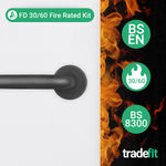 Return to Door Lever on Rose Matt Black Door Handle Kit - Medium Duty FD30/60 - 76mm Latch - tradefit - 2