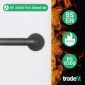 Return to Door Lever on Rose Matt Black Door Handle Kit - Medium Duty FD30/60 - 80mm Bathroom Lock - tradefit
