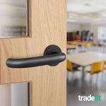 Return to Door Lever on Rose Matt Black Door Handle Kit - Medium Duty FD30/60 - 76mm Latch - tradefit - 7