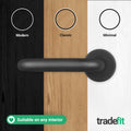 Return to Door Lever on Rose Matt Black Door Handle Kit - Medium Duty FD30/60 - 80mm Bathroom Lock - tradefit