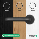 Return to Door Lever on Rose Matt Black Door Handle Kit - Medium Duty FD30/60 - 80mm Sashlock - tradefit - 8