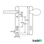 Polished Brass UPVC Lever Pad Door Handles - 92mm PZ Centres - 122mm Fixing Centres - 212 x 34mm - 2