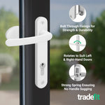 White UPVC Lever Pad Door Handles - 92mm PZ Centres - 122mm Fixing Centres - 212 x 34mm - tradefit - 4