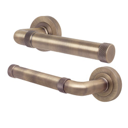 Santana Antique Brass Lever on Rose Door Handles - Heavy Duty - FD30/60 Rated - tradefit