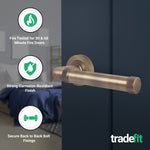 Santana Antique Brass Lever on Rose Door Handle Kit - Medium Duty FD30/60 - 76mm Latch - tradefit - 2