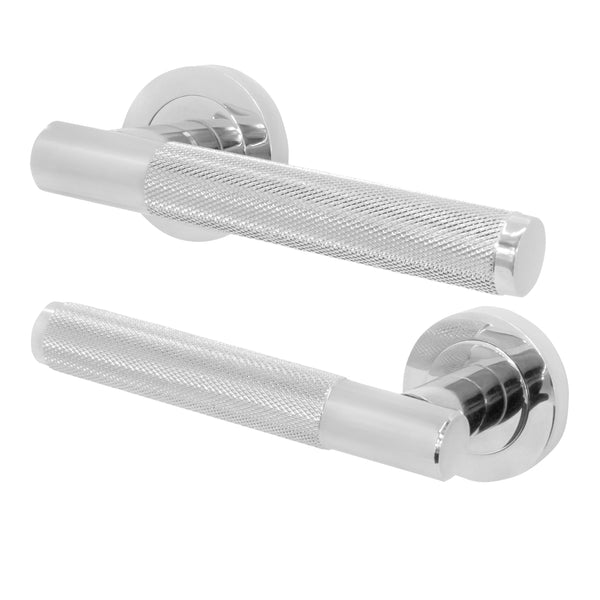Dumont Polished Chrome Lever on Rose Door Handles - Heavy Duty - FD30/60 Rated - tradefit - Featured Image
