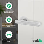 Dumont Polished Chrome Lever on Rose Door Handle Kit - Medium Duty FD30/60 - 76mm Latch - tradefit - 2