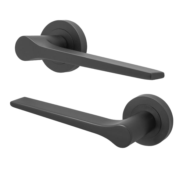Tapera Matt Black Lever on Rose Door Handles - Heavy Duty - FD30/60 Rated - Featured Image