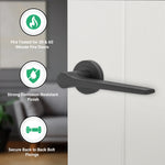 Tapera Matt Black Lever on Rose Door Handle Kit - Medium Duty FD30/60 - 76mm Latch - tradefit - 2