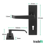 Straight Pattern Black Door Handle Pack - 64mm Sashlock - tradefit - 2