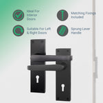 Straight Pattern Black Door Handle Pack - 80mm Sashlock - tradefit - 2