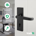 Straight Pattern Black Lock Door Handles - Keyhole - tradefit - 3