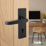 Straight Pattern Black Door Handle Pack - 64mm Sashlock - tradefit - 6