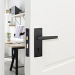 Straight Pattern Black Door Handle Pack - 64mm Sashlock - tradefit - 6