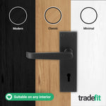 Straight Pattern Black Door Handle Pack - 80mm Sashlock - tradefit - 7