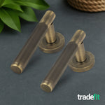 Dumont Antique Brass Lever on Rose Door Handle Kit - Medium Duty FD30/60 - 80mm Euro Sashlock and Double Cylinder - Keyed to Differ - tradefit - 8