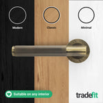 Dumont Antique Brass Lever on Rose Door Handle Kit - Medium Duty FD30/60 - 80mm Euro Sashlock and Double Cylinder - Keyed Alike - tradefit - 7